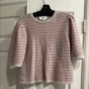 ba&sh Pink and Gray Striped Sweater